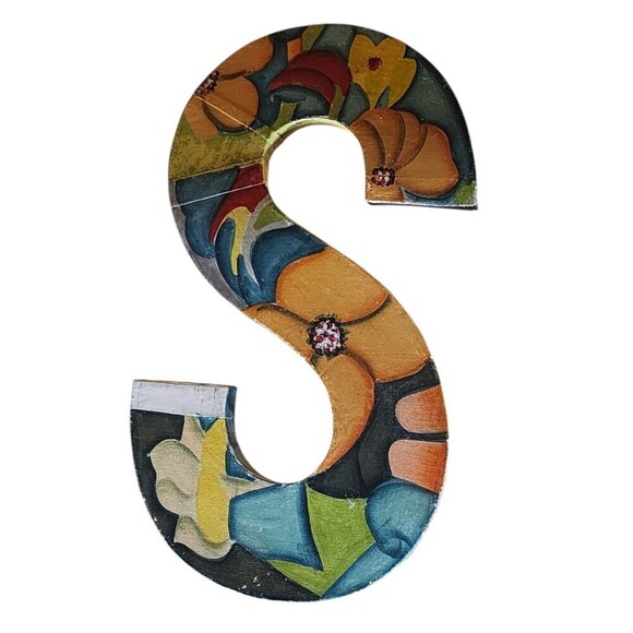 Anthropologie Ampersand S Painted Sign Alphabet Wall Art Name Symbol Home Décor - Picture 9 of 9